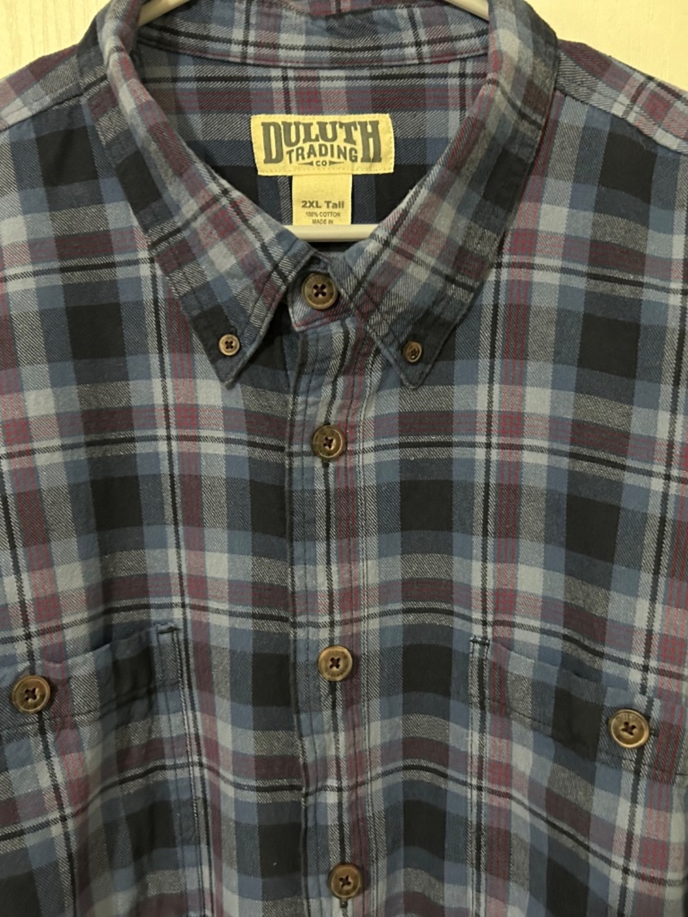 Duluth Trading Co. Men's 2XL Tall Plaid Flannel Shirt Long Sleeve Cotton - Picture 3 of 13